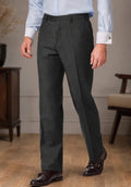 Vintage striped straight-leg trousers, black color view