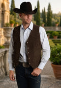 Five-button v-neck vest, brown color view