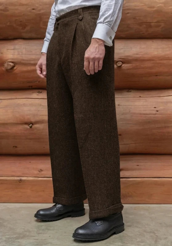 Regular fit straight-leg trousers, brown color view