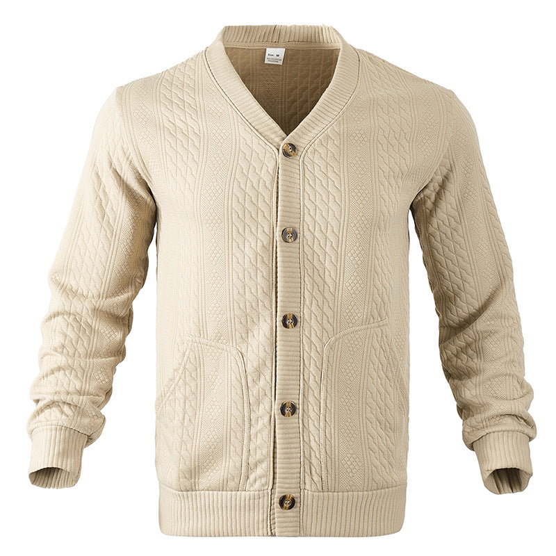 Men's Textured Knit Button Cardigan