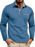Patterned Trim Long Sleeve Knit Polo