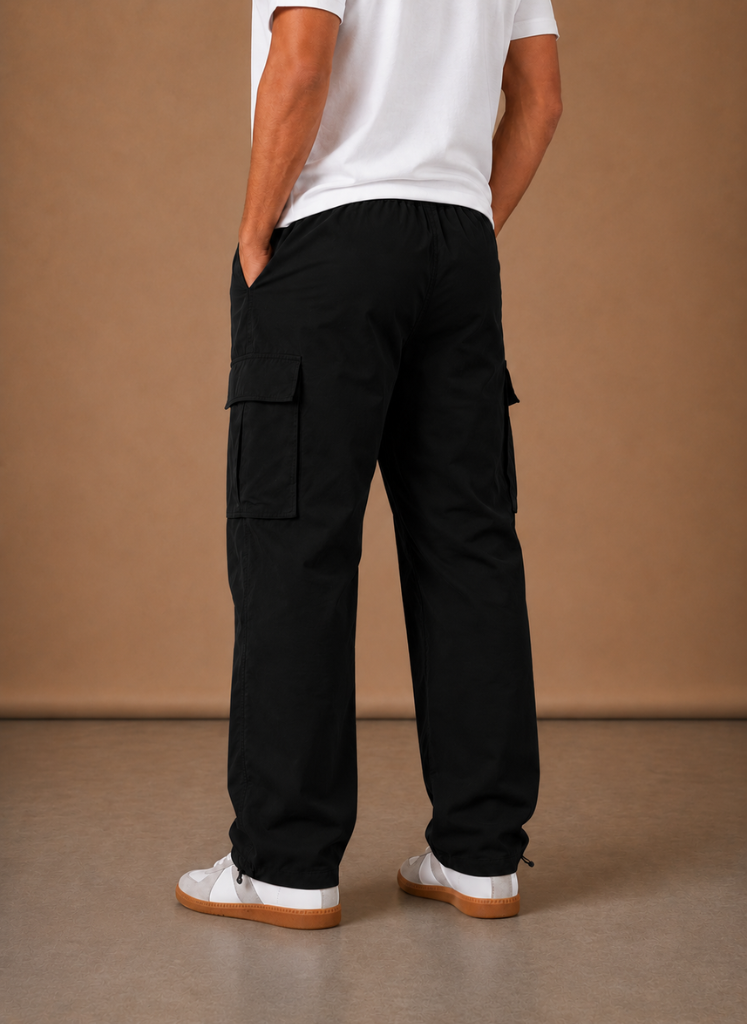 Relaxed utility cargo pants, side profile