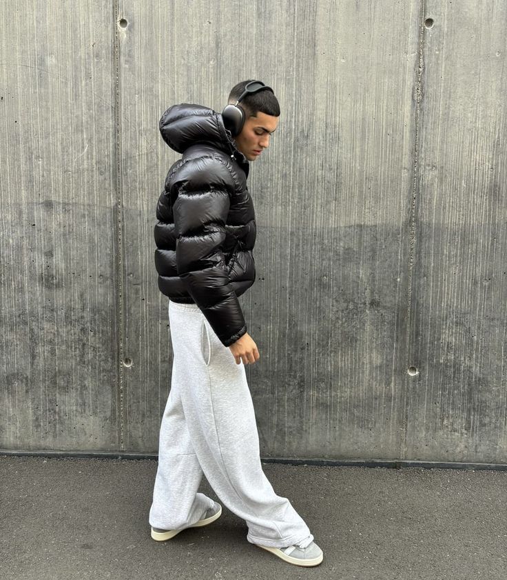 Quilted hooded puffer jacket, black color view