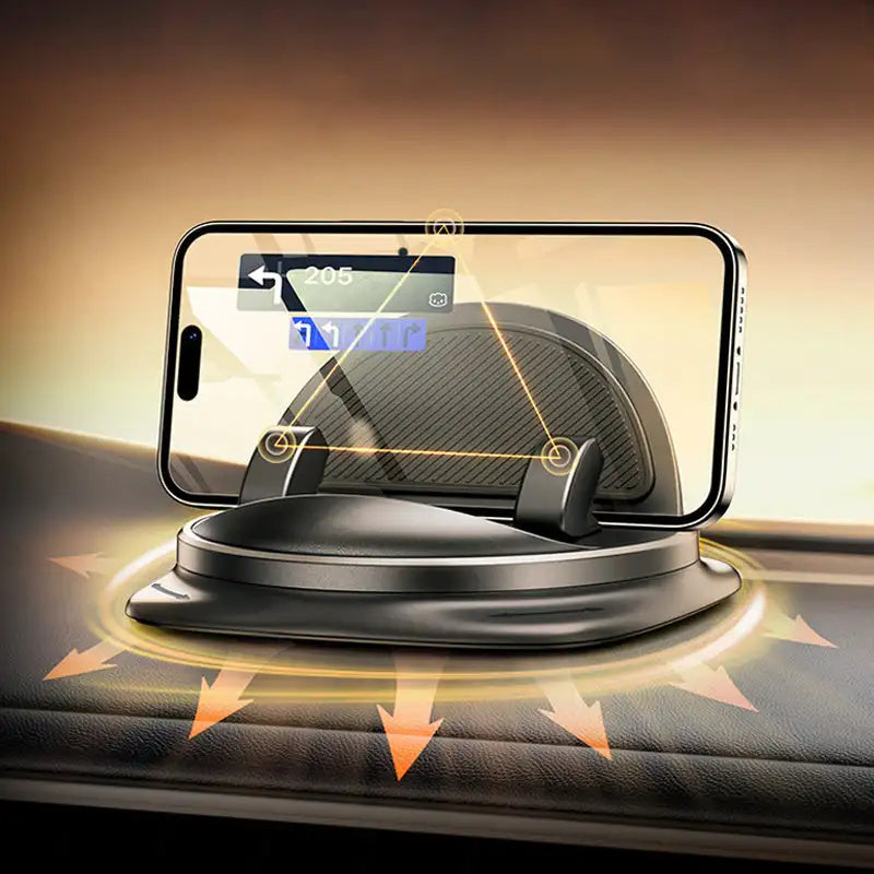 360° silicone car phone mount with black base and textured center holder