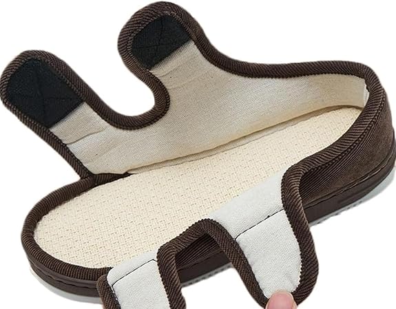 Wide-fit comfort sandals with beige interior and brown fabric toe strap