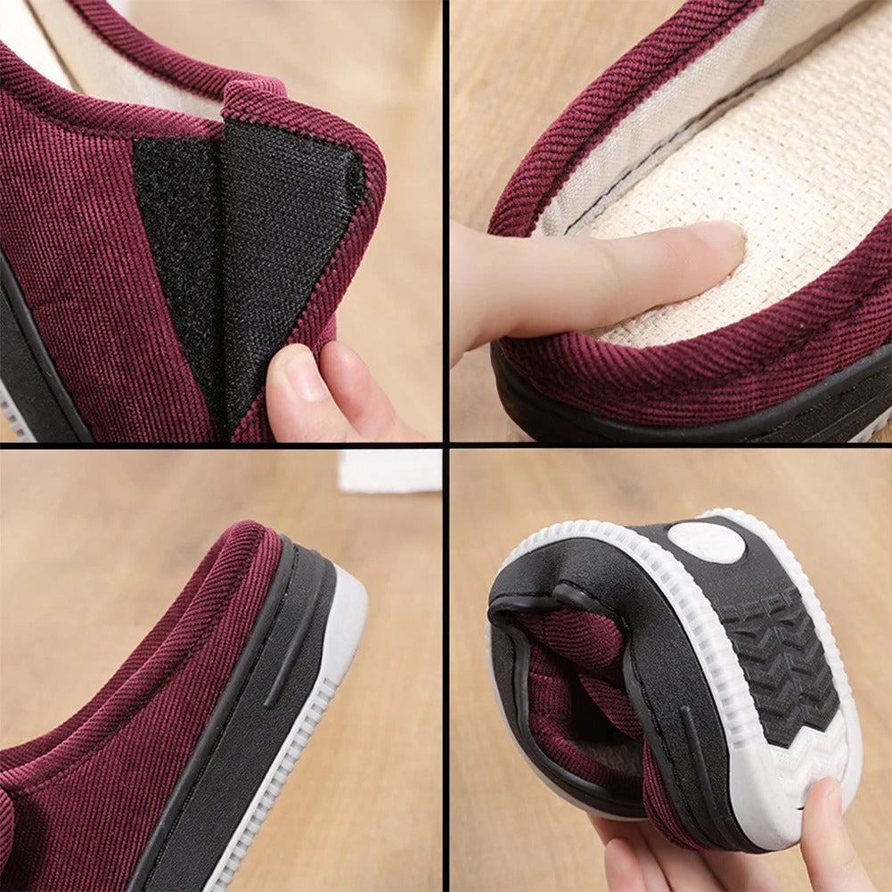 Collage of a maroon sneaker with black and white sole, showing texture and design details.