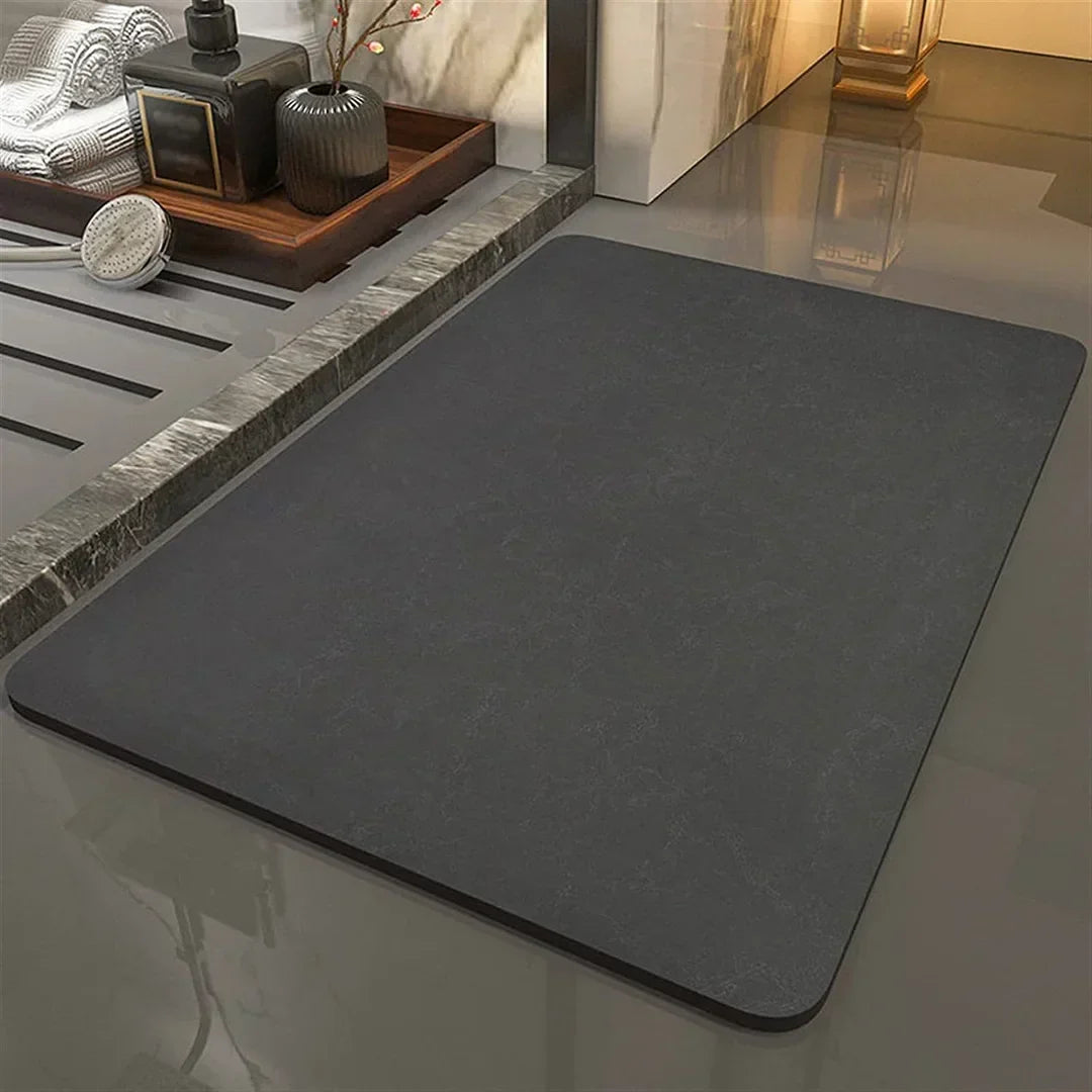 Diatomite quick-dry mat, dark gray, rectangular mat with rounded edges