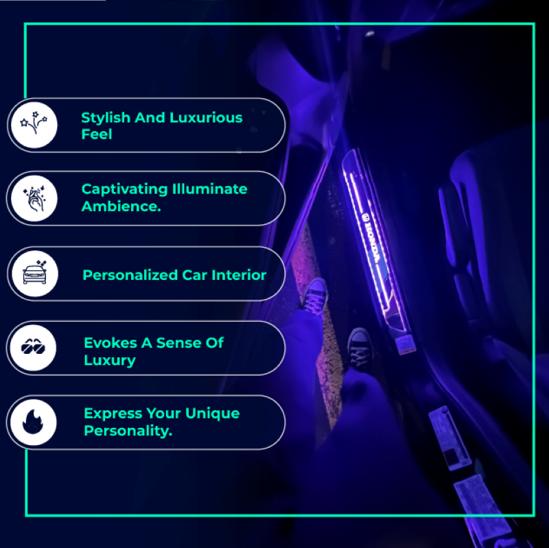 Magnetic LED car door light strip with multicolor welcome glow inside the door