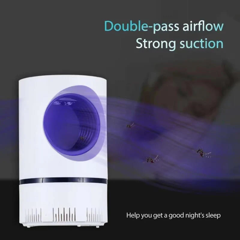 White UV insect trap with purple circular intake and glowing light effect