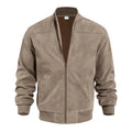 Stand Collar Suede Look Bomber Jacket