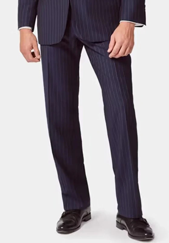 Vintage striped straight-leg trousers, front view