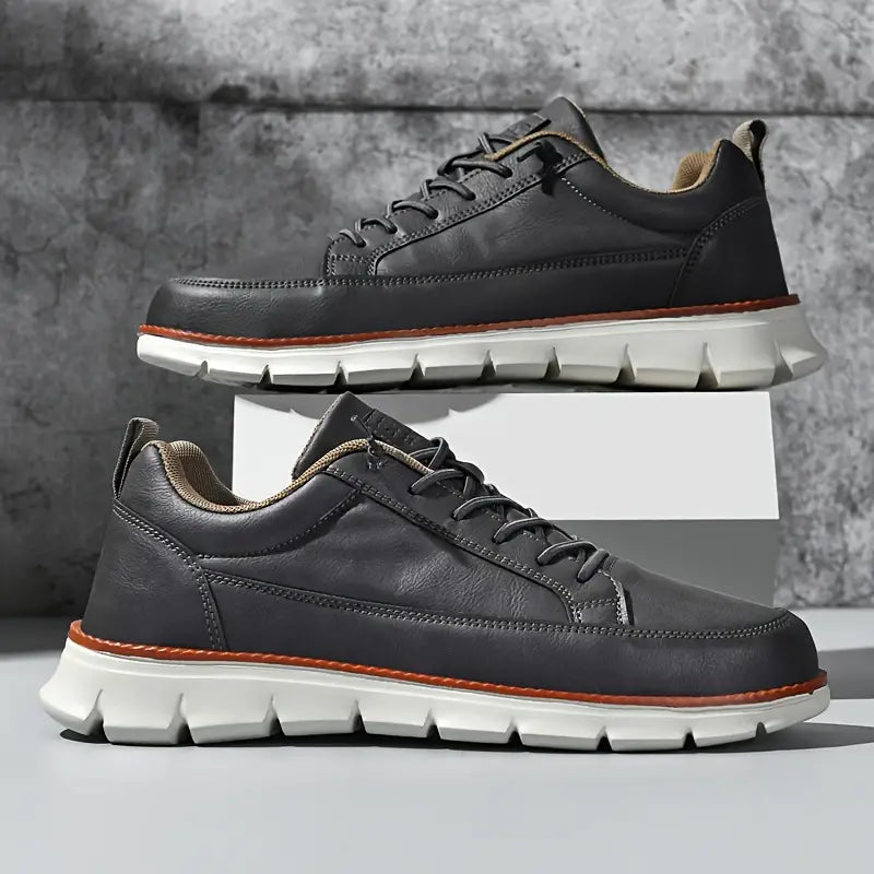 Lightweight versatile casual sneakers, black color view