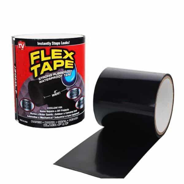 Black waterproof rubber repair tape roll with wide adhesive strip