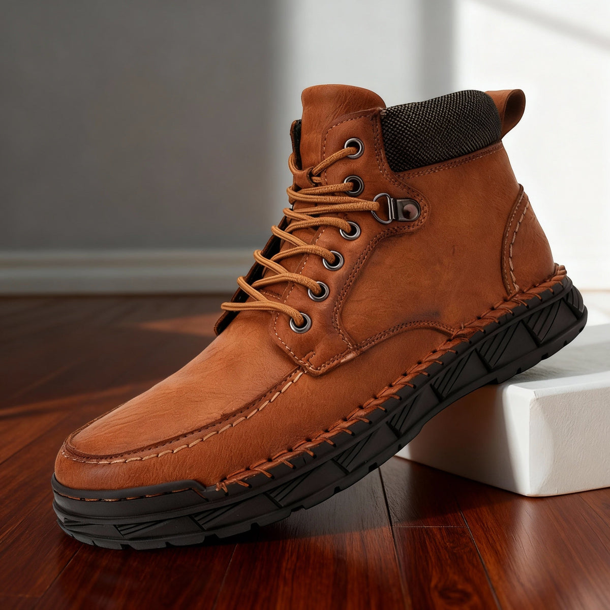 Storm welt work boots, additional styled view