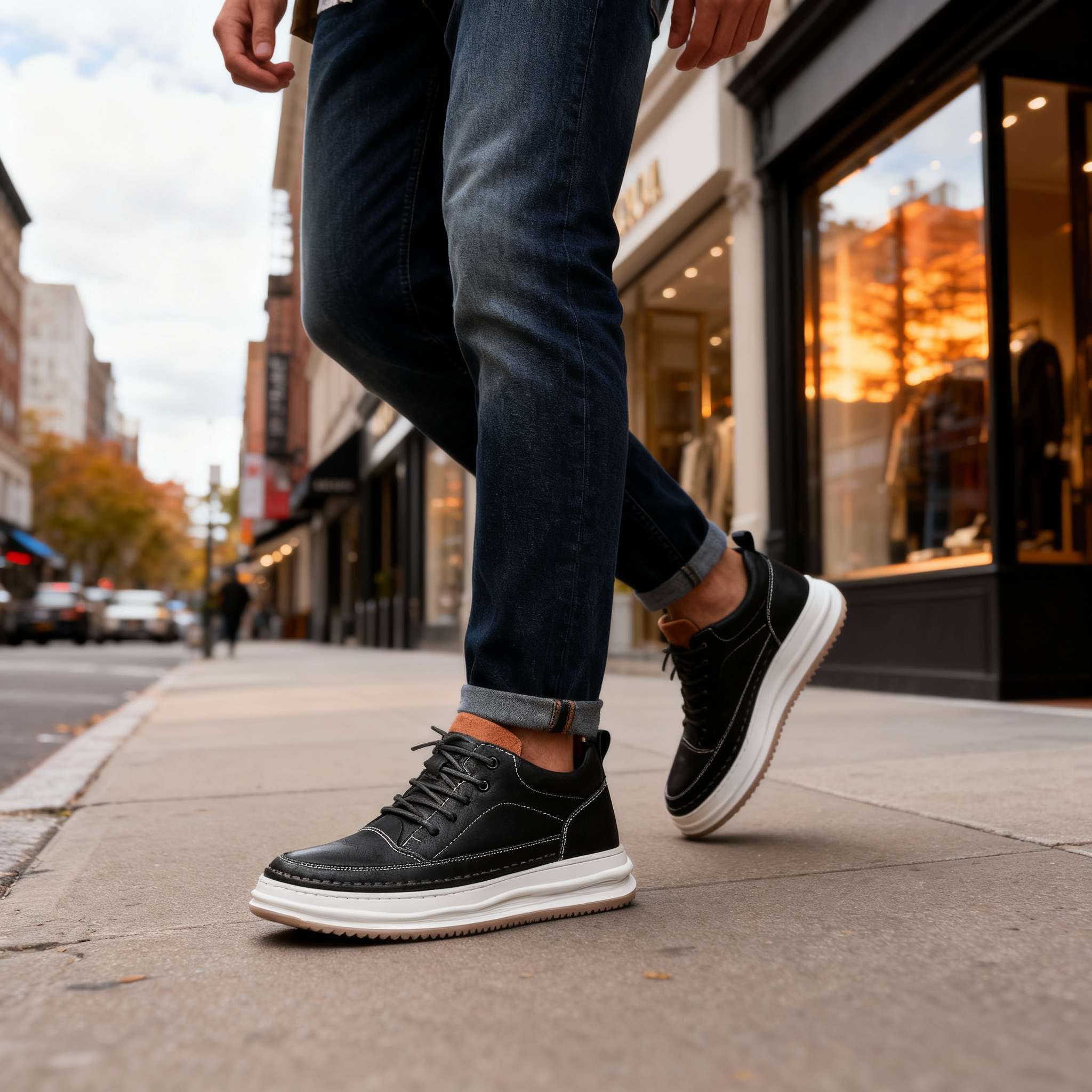 Padded collar comfort sneakers, additional styled view