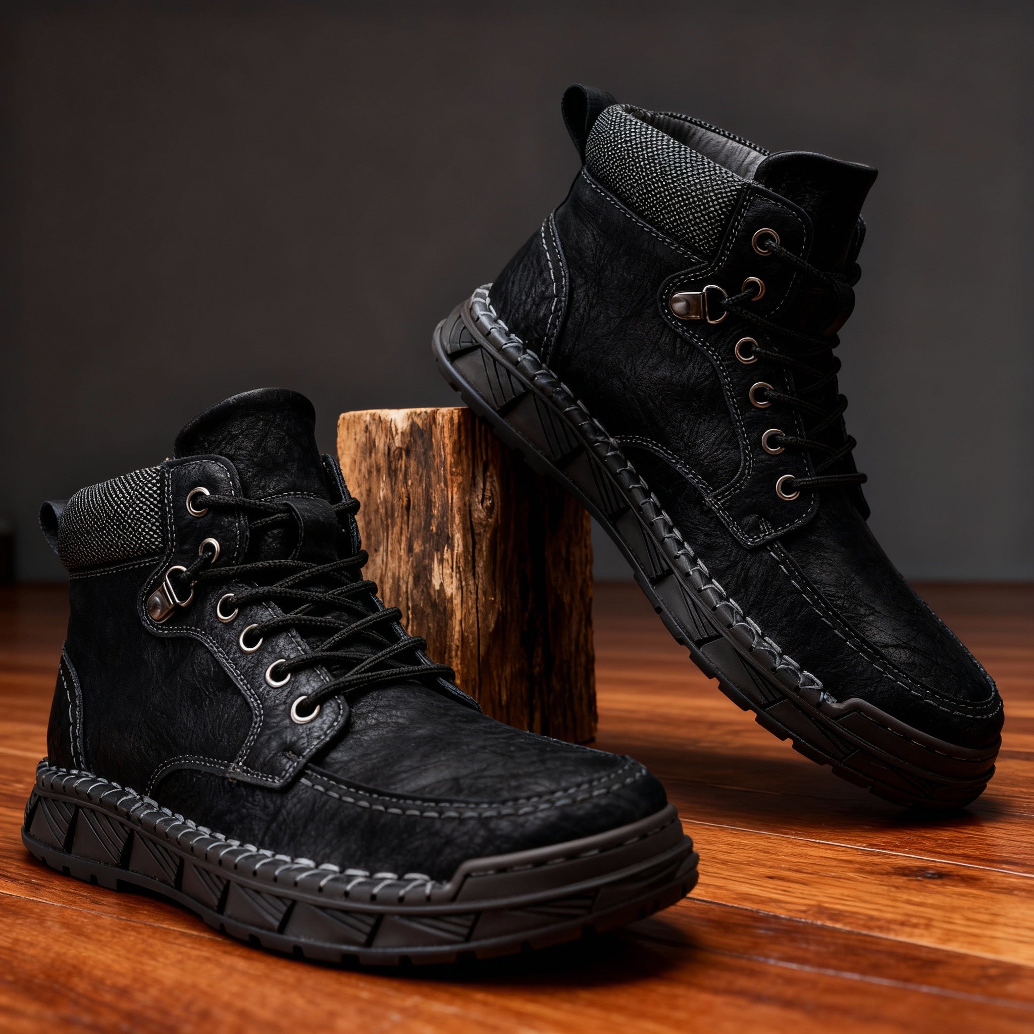 Storm welt work boots, true black color view