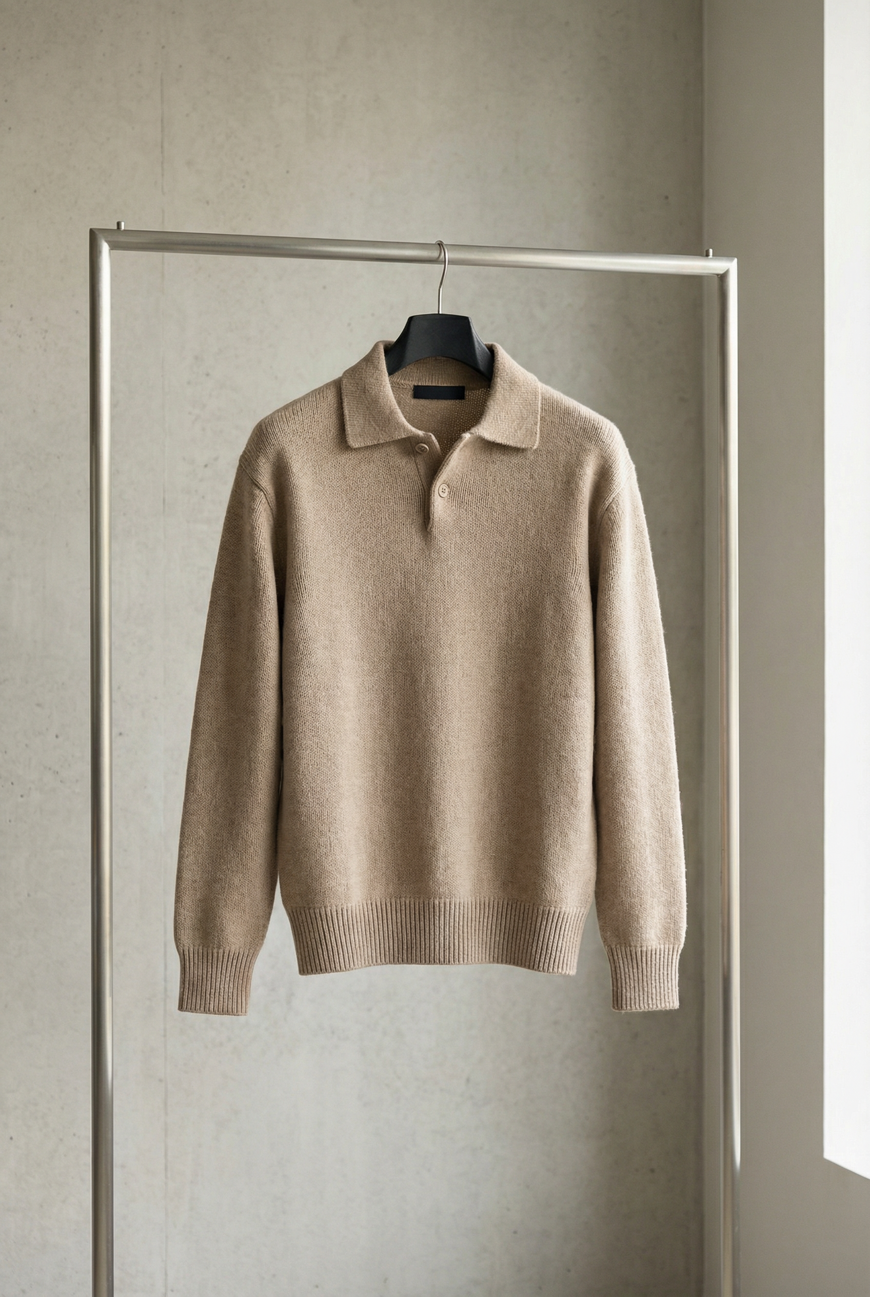 Men's Textured Button Polo Knit Sweater