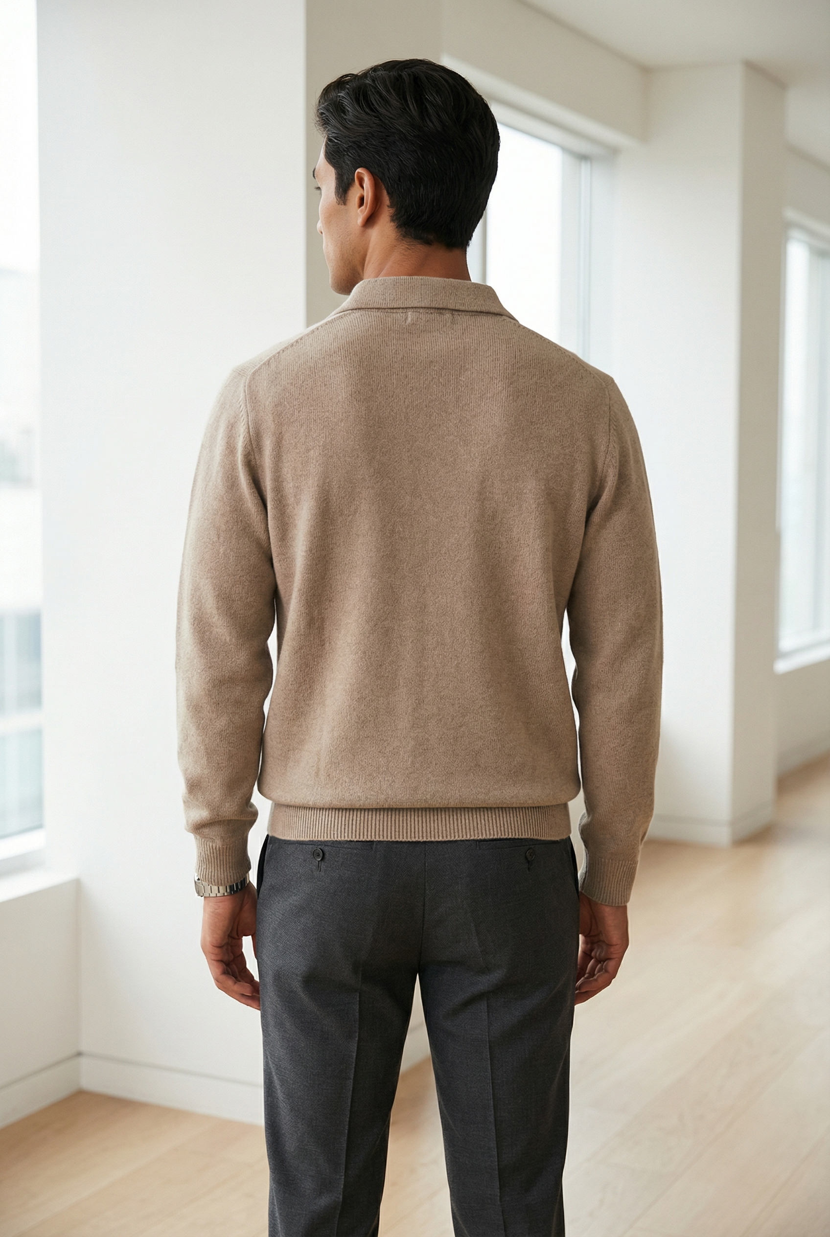 Men's Textured Button Polo Knit Sweater