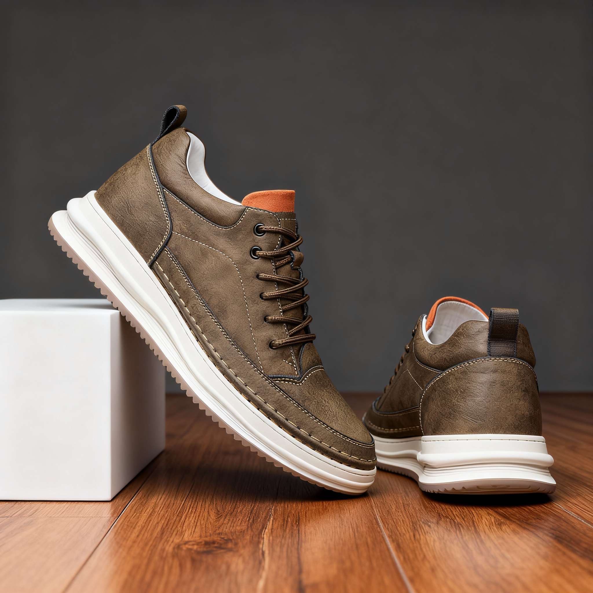 Padded collar comfort sneakers, close-up detail