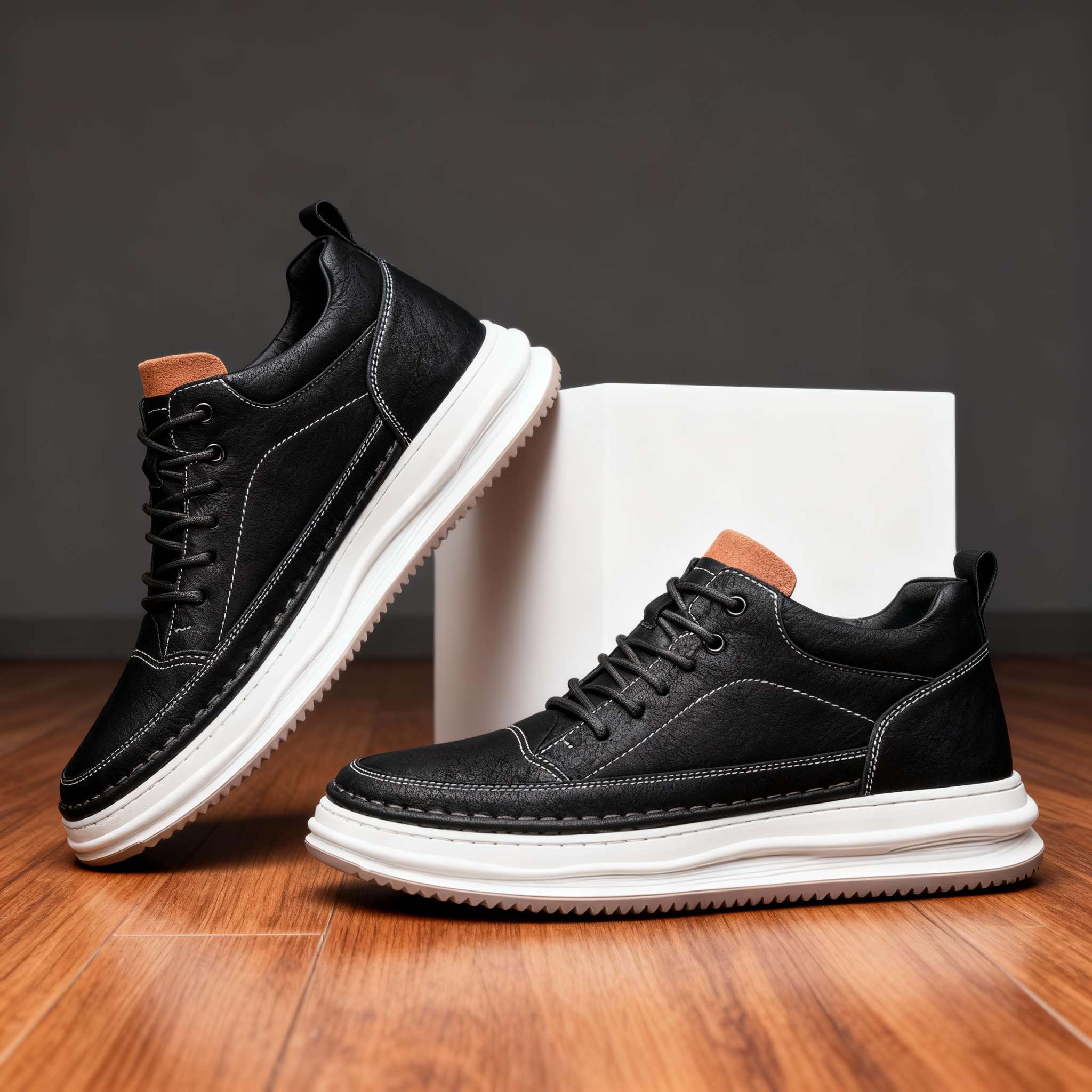 Padded collar comfort sneakers, black color view