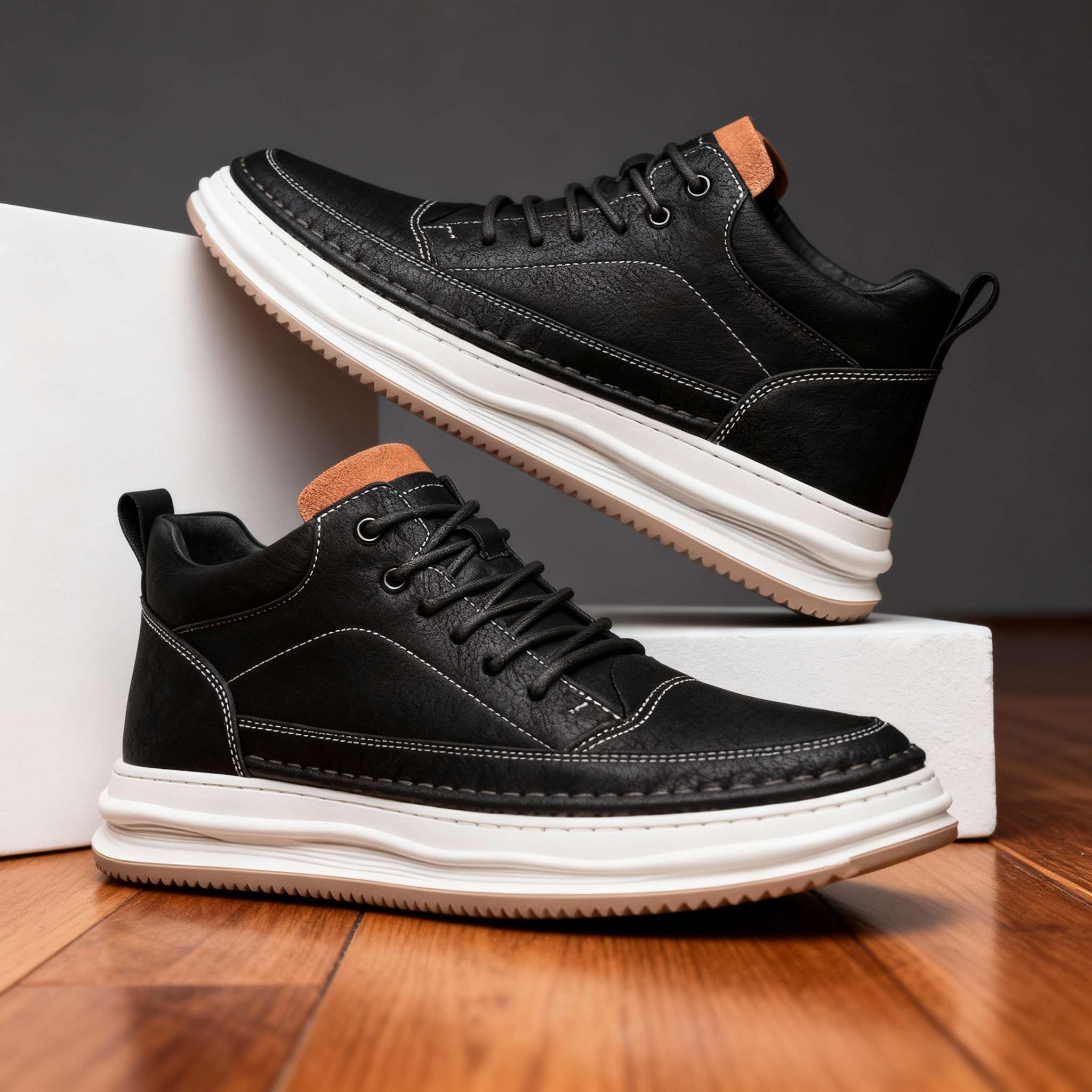 Padded collar comfort sneakers, texture close-up
