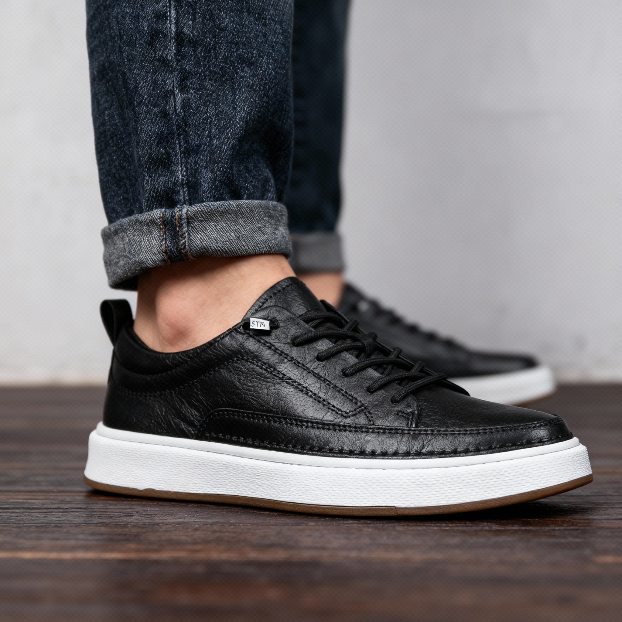 Men's Hand-Stitched Textured Sneakers