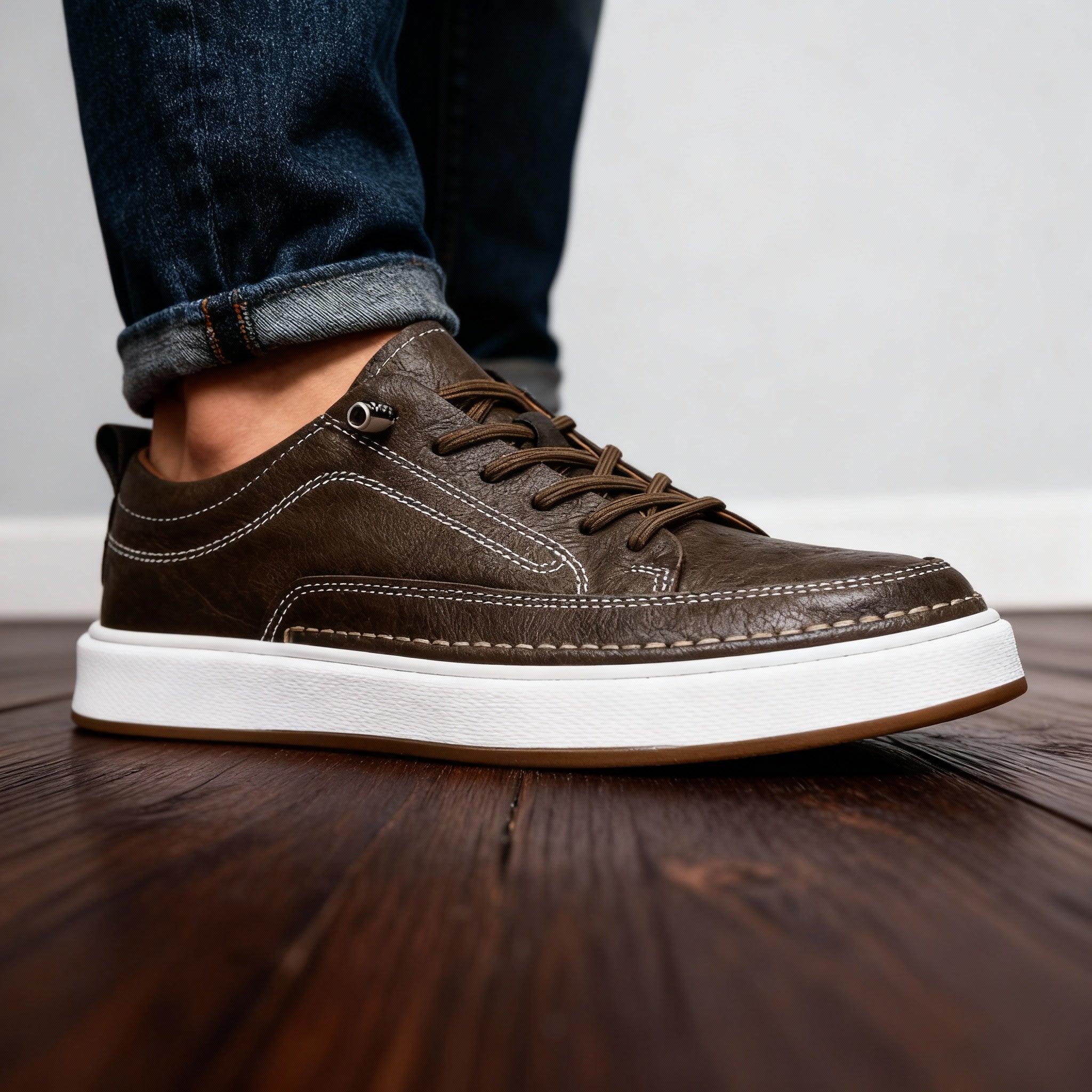 Men's Hand-Stitched Textured Sneakers