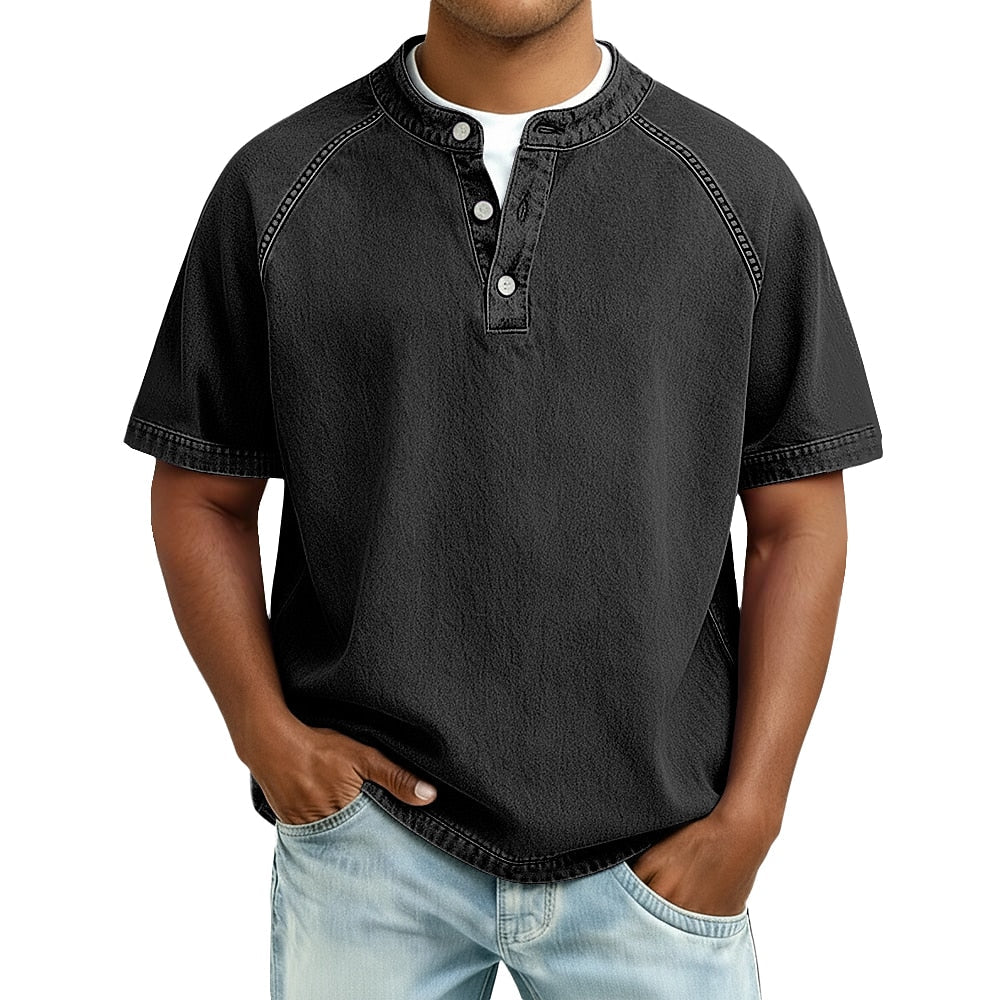 Half-button wash henley shirt, lifestyle view