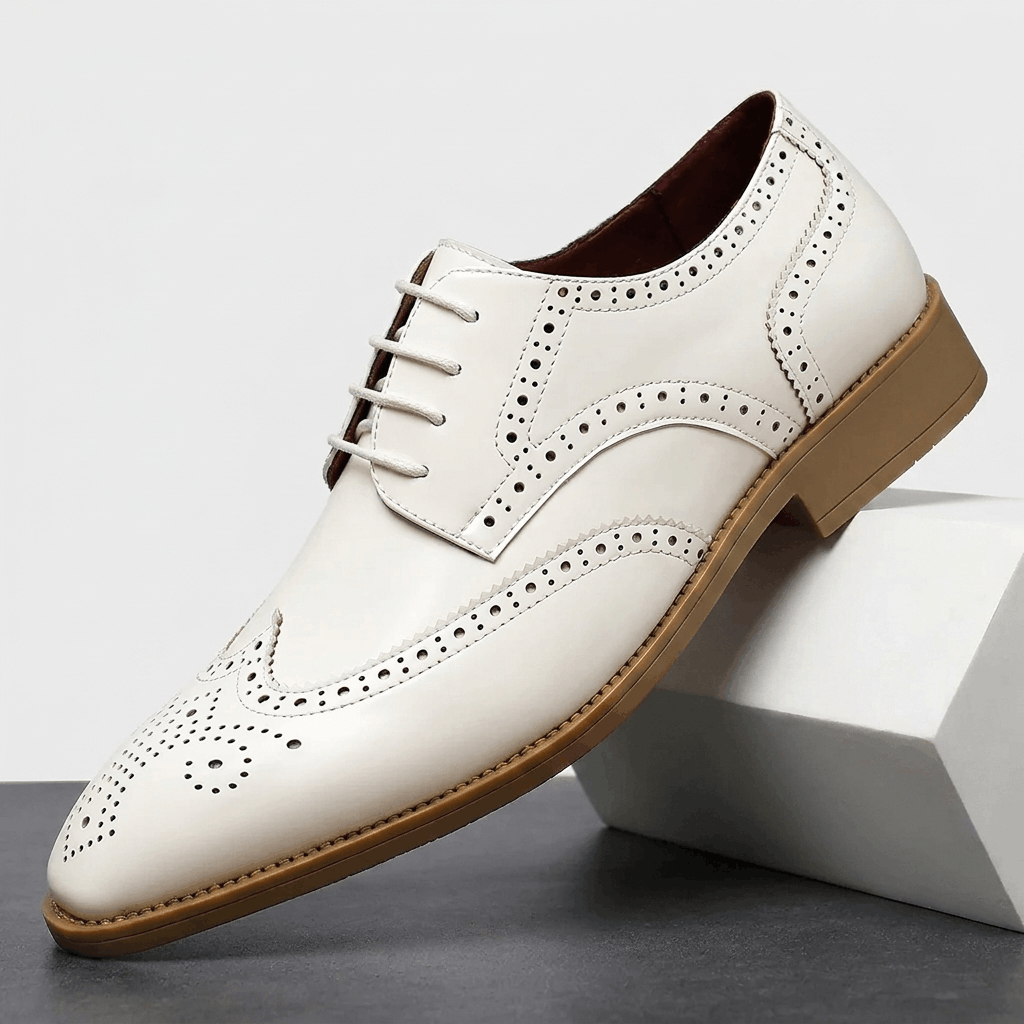 Classic wingtip oxford shoes, additional styled view