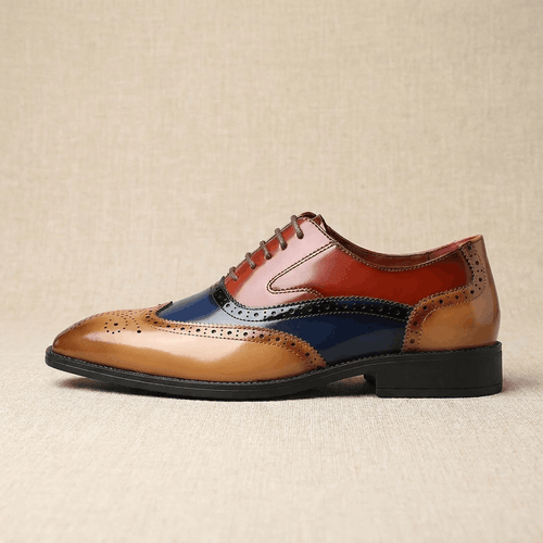 Classic wingtip oxford shoes, close-up detail