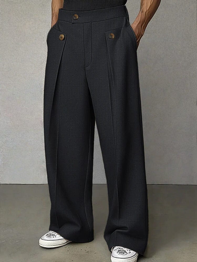 Men's Pleated Wide-Leg Pants