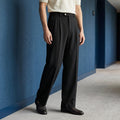Structured pleat wide-leg pants, black color view