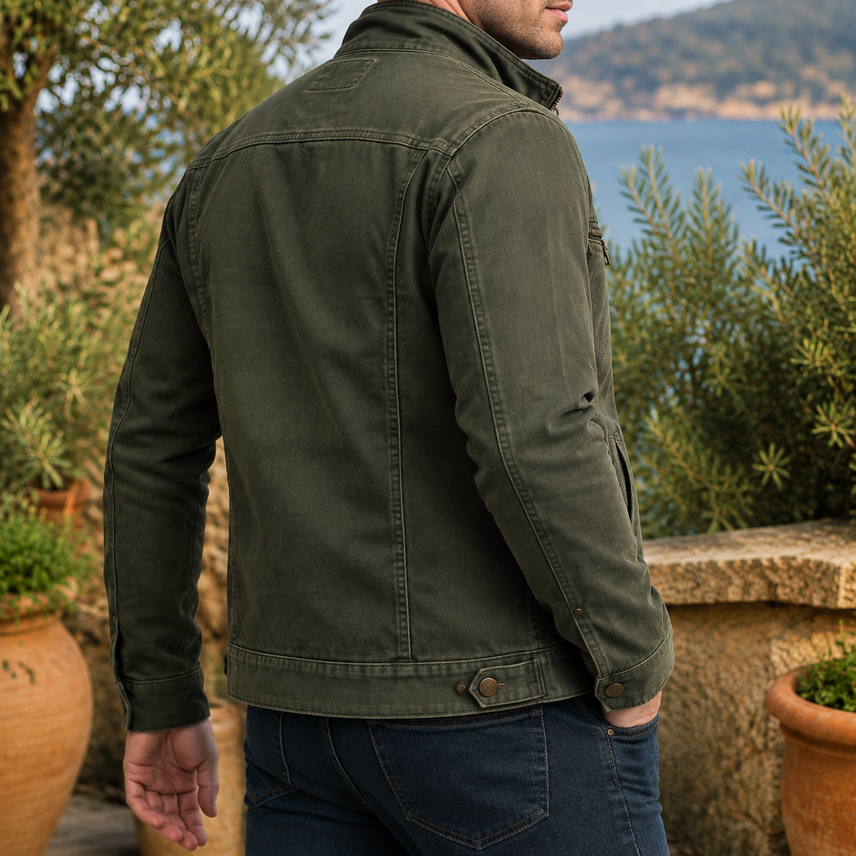 Men's Stand Collar Utility Jacket
