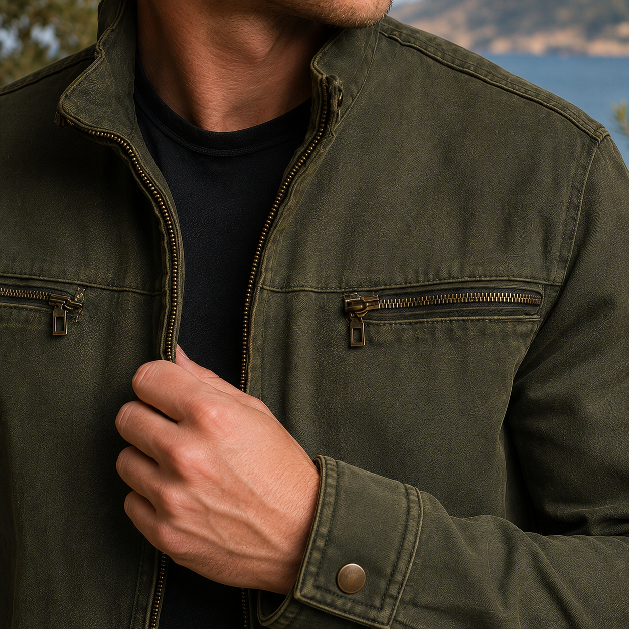 Men's Stand Collar Utility Jacket