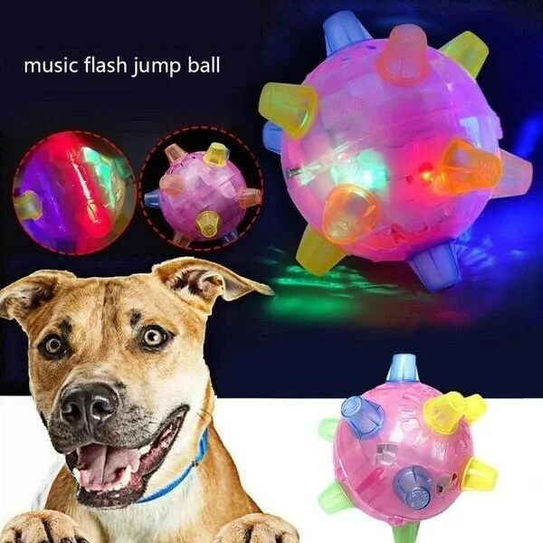 LED flashing jumping activity ball, pink and blue transparent dome with multicolor spikes
