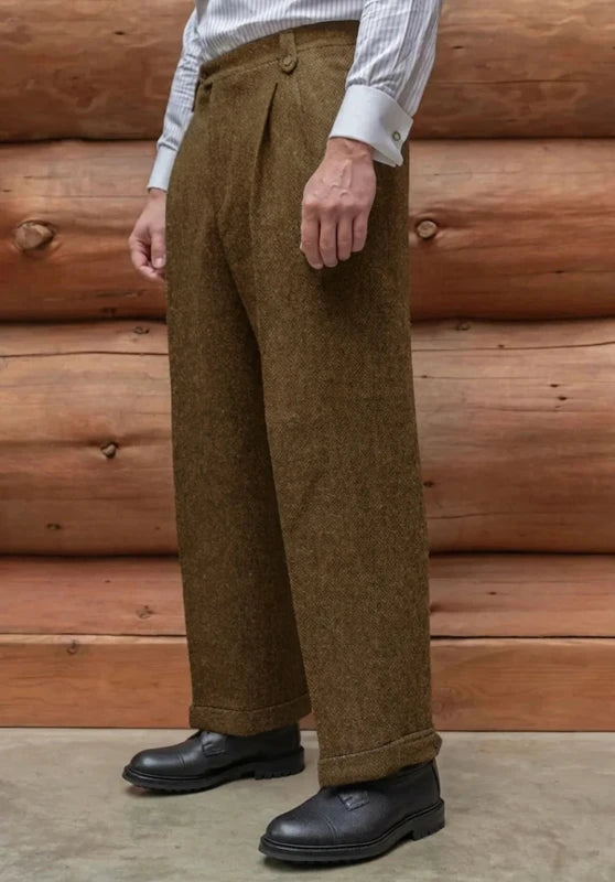 Regular fit straight-leg trousers, khaki color view