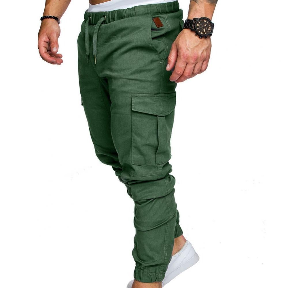 Tapered drawstring cargo joggers, side profile