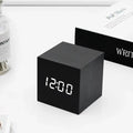 Wooden Cube LED Alarm Clock