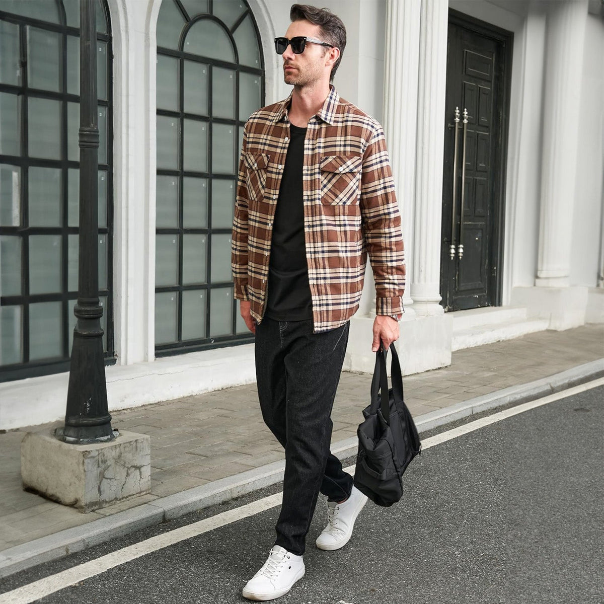 Men's Plaid Fleece Lined Jacket