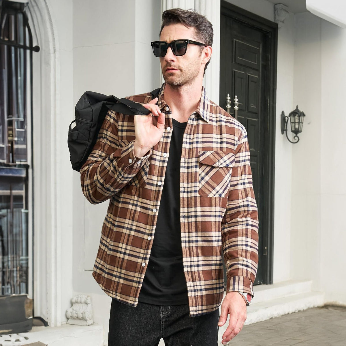Men's Plaid Fleece Lined Jacket