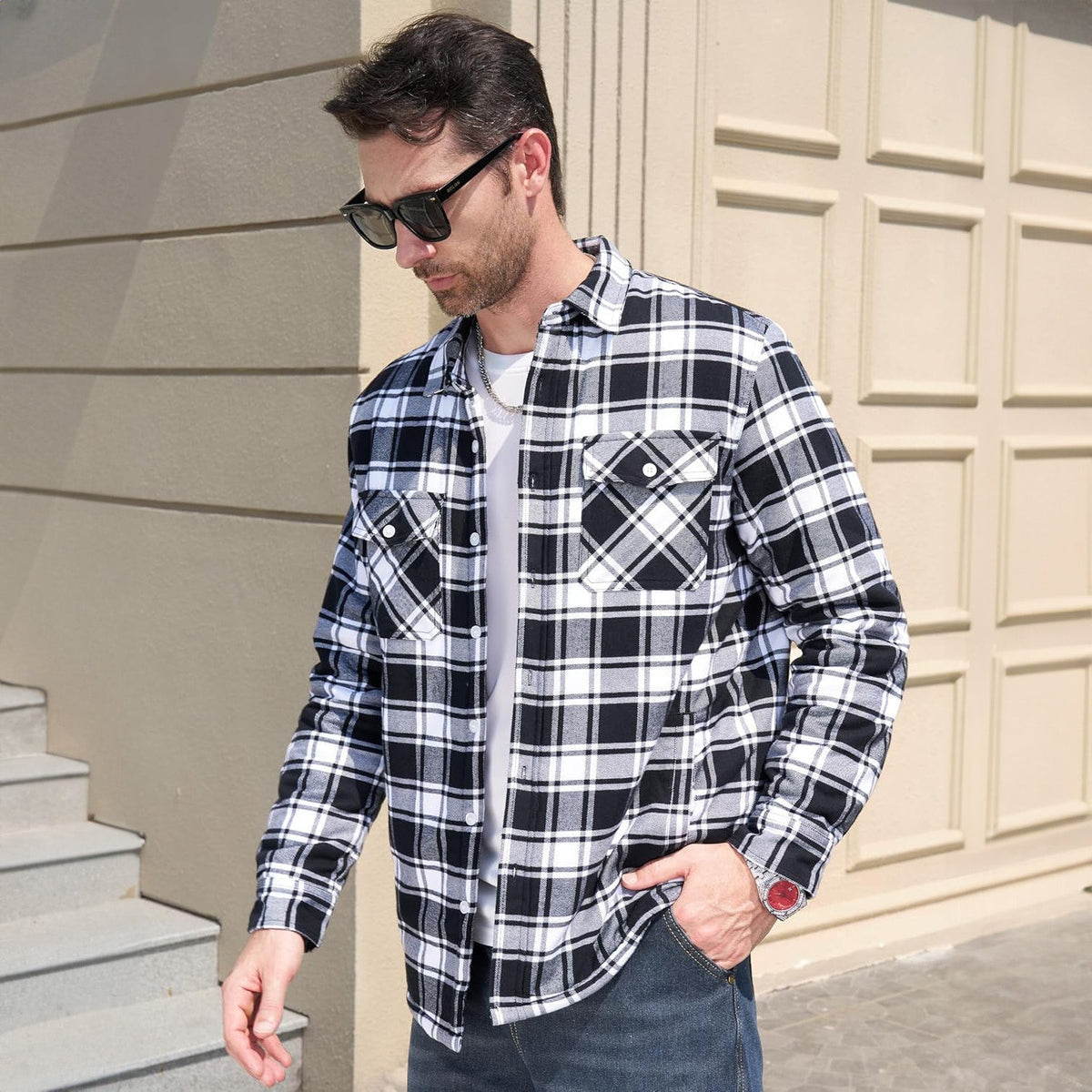 Men's Plaid Fleece Lined Jacket