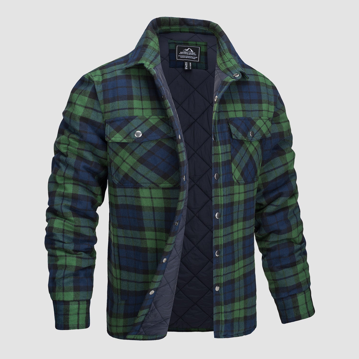 Men's Plaid Quilted Shirt Jacket