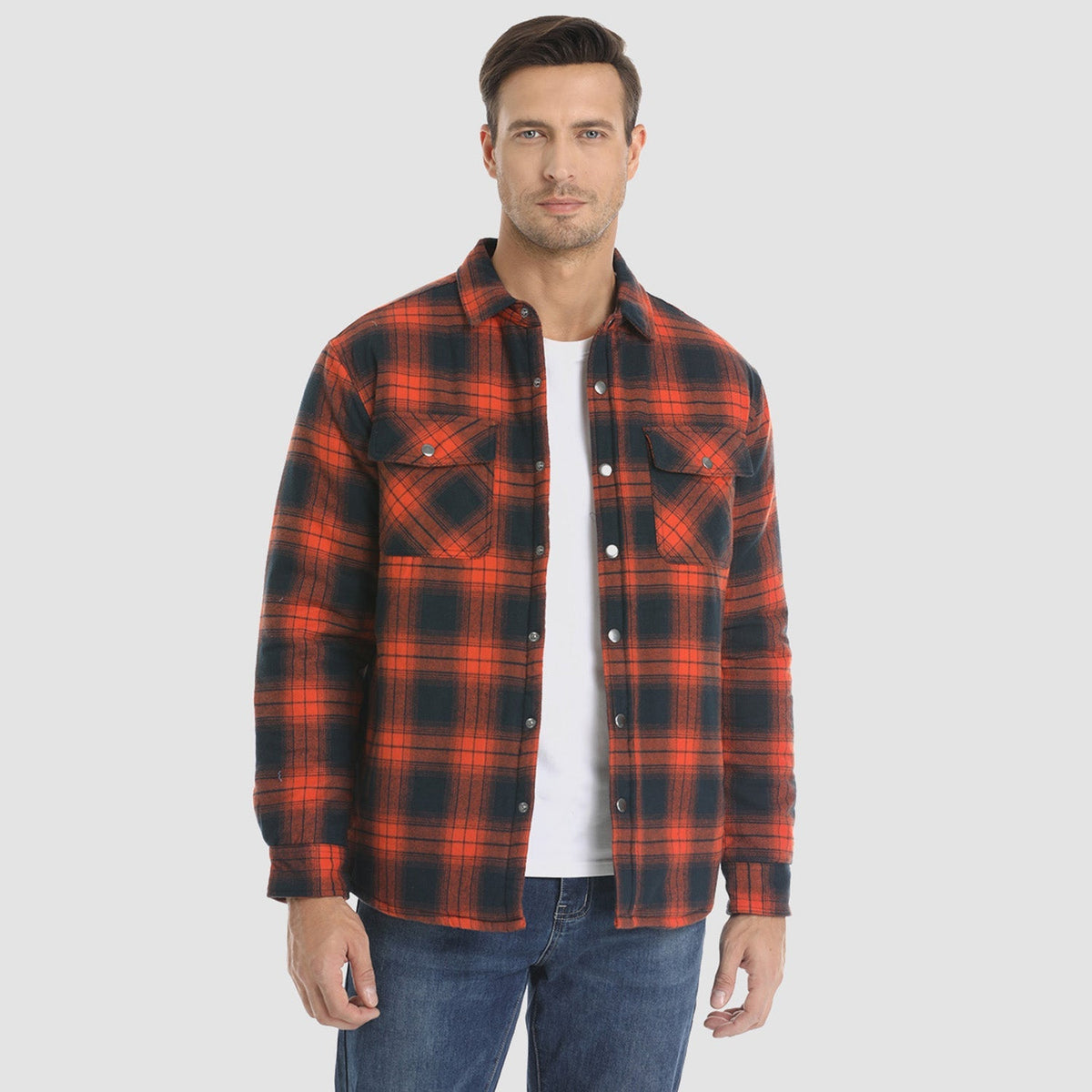 Men's Plaid Quilted Shirt Jacket