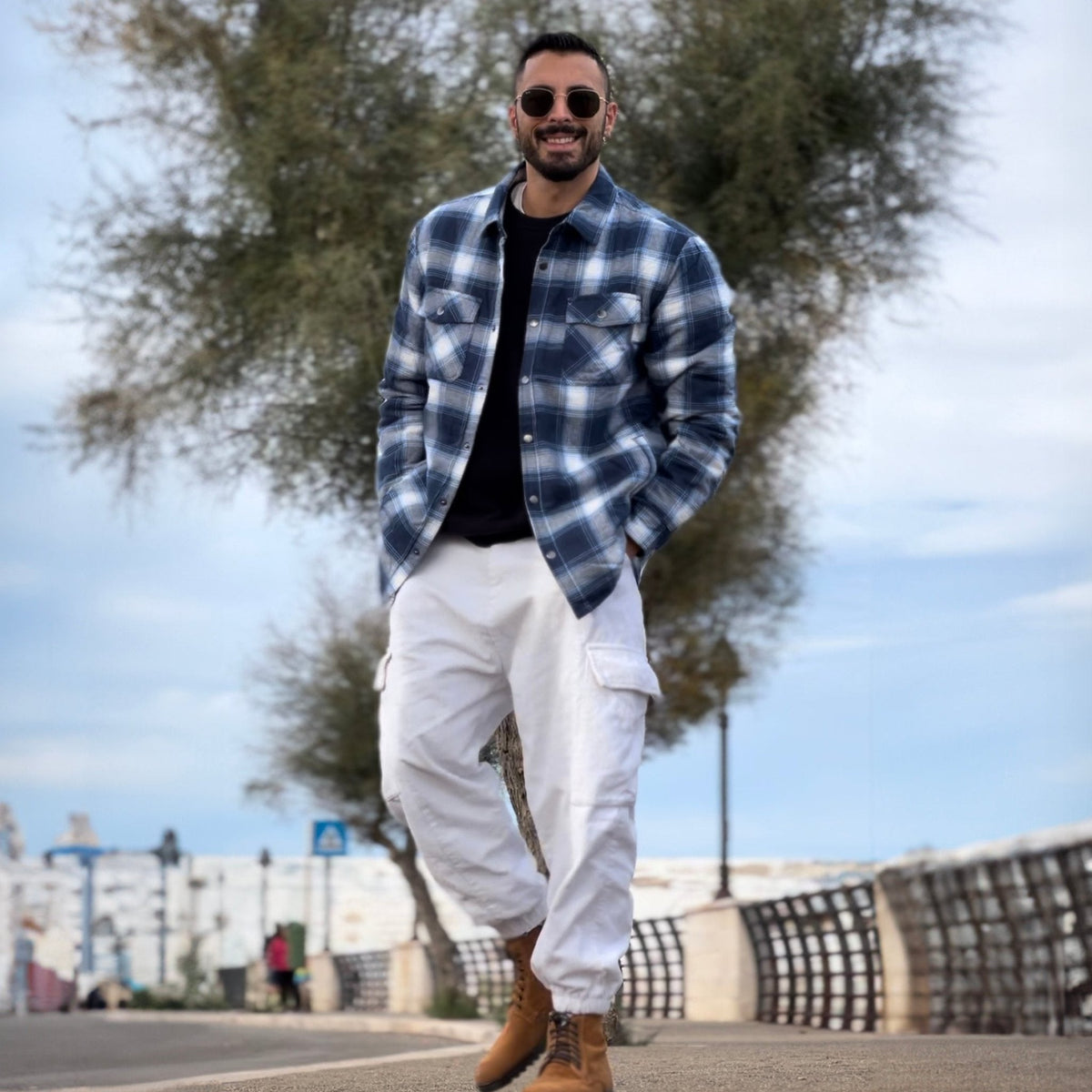Men's Plaid Quilted Shirt Jacket