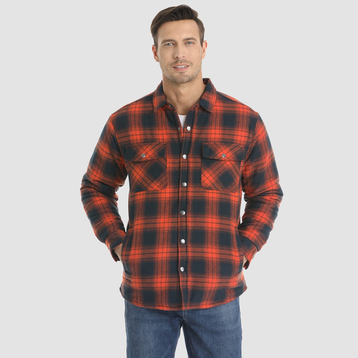 Men's Plaid Quilted Shirt Jacket