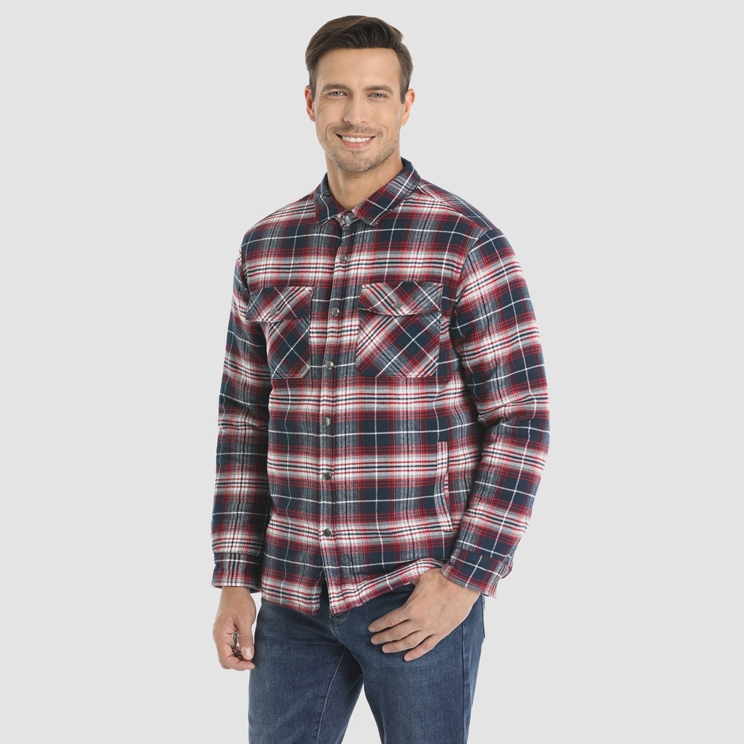 Men's Plaid Quilted Shirt Jacket