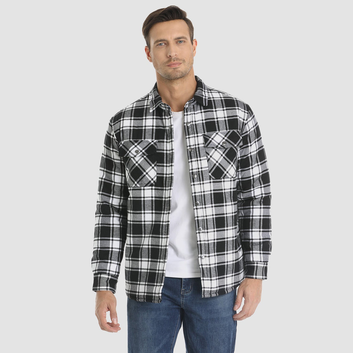 Men's Plaid Quilted Shirt Jacket