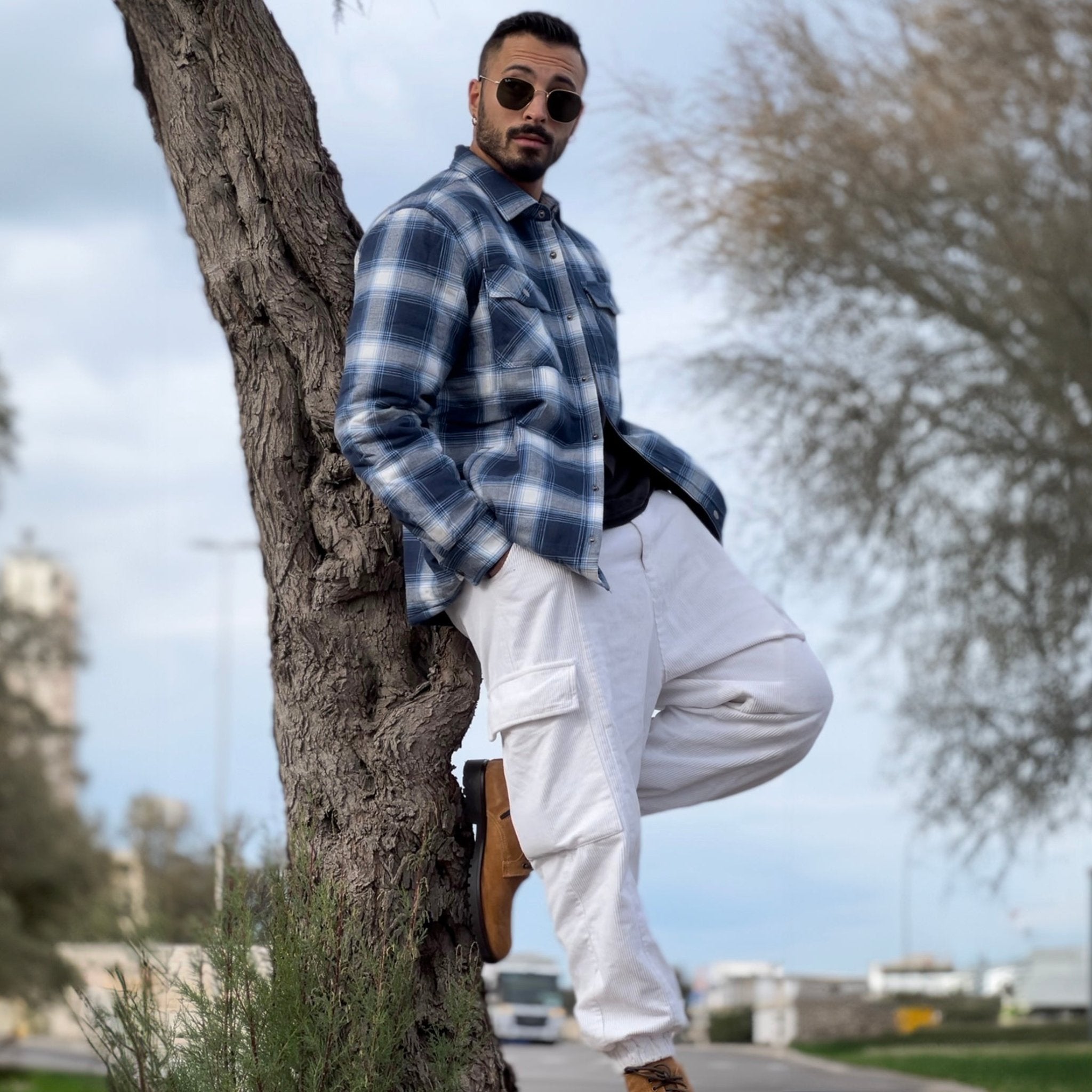 Men's Plaid Quilted Shirt Jacket