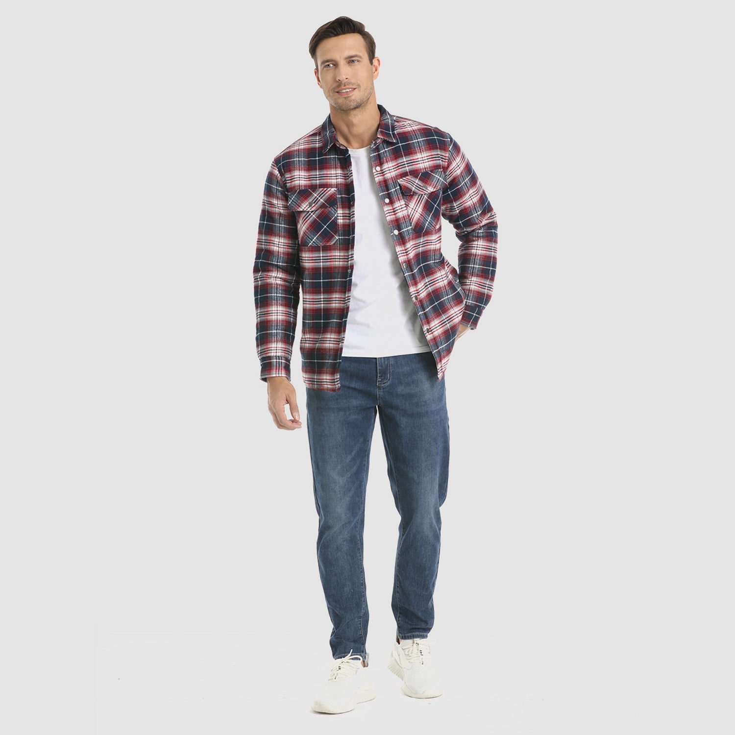 Men's Plaid Quilted Shirt Jacket