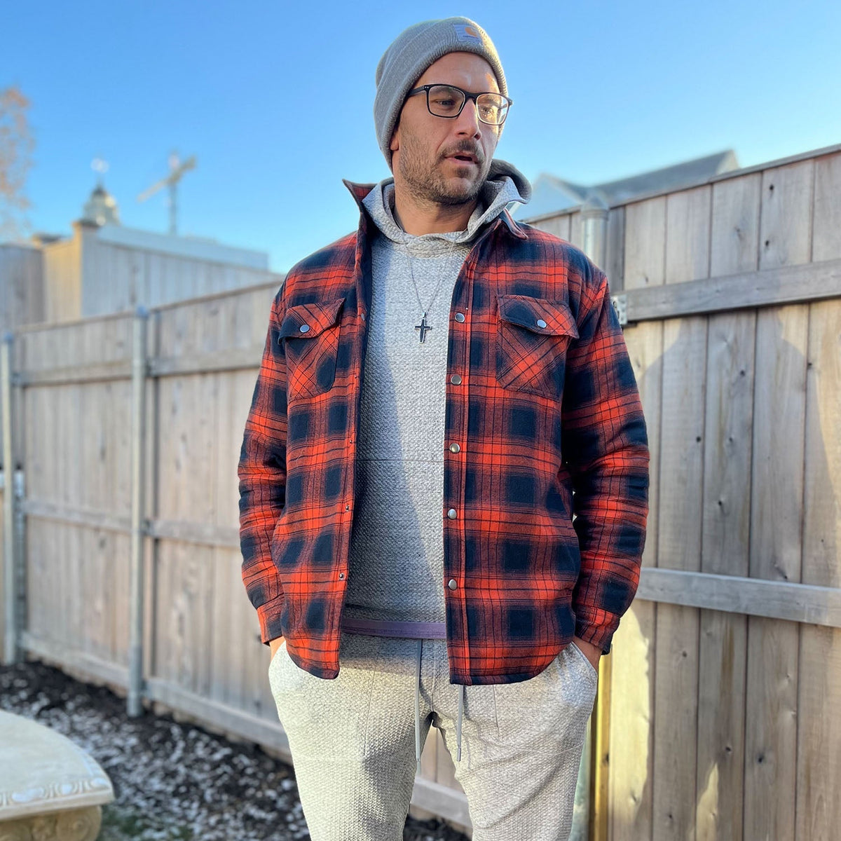 Men's Plaid Quilted Shirt Jacket